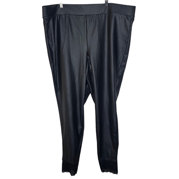 Torrid Black Faux Leather‎ Lace Trim Plus Size Women's 3 / 3X Leggings - Picture 1 of 4